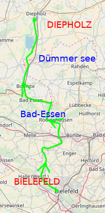 Bielefeld to Diepholz Route